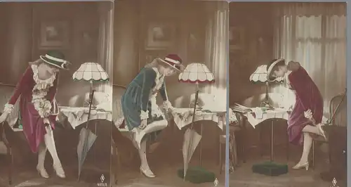 5 Karten Serie PFB Nr. 4911/1,2,3,4,5.  Dame mit Strümpfen.