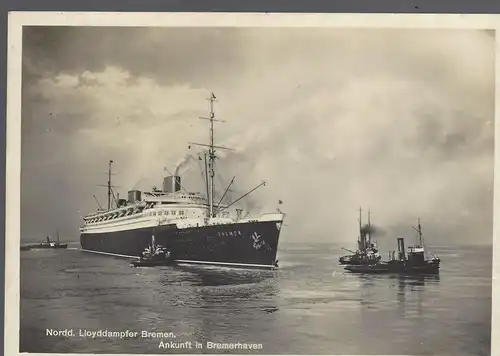 Norddeutscher Lloyddampfer Bremen. Ankunft in Bremerhaven.