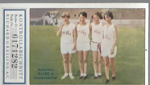 Sammelbild Olympia Sieger 1928. Bild 80:  Amerikas Damenstaffel.