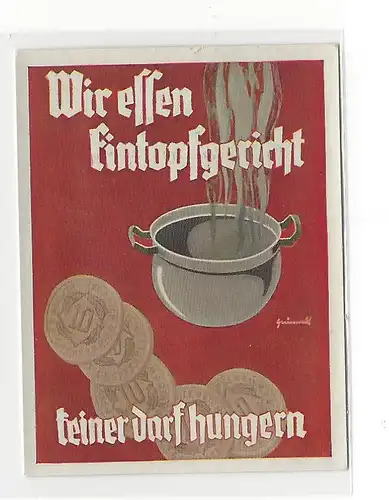 Sammelbild. Der Staat der Arbeit und des Friedens, Folge II, Bild 227: Werbeplakat für das Eintopfgericht