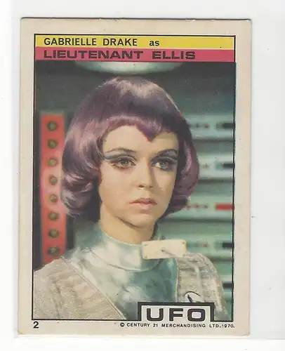 Sammelbild. PEZ / UNIMINT Sammelbild zur Fernsehserie UFO (1970) Bild Nr. 2. Lieutenant Ellis