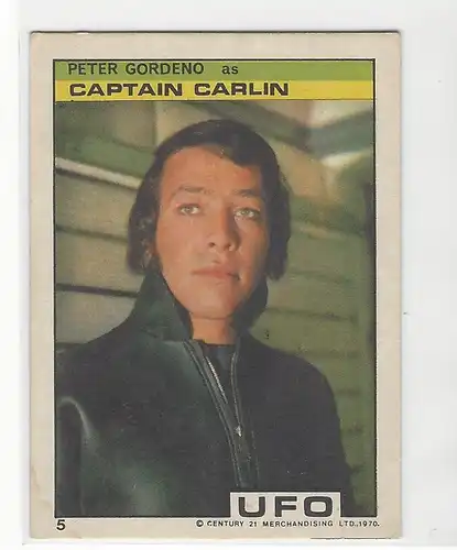 Sammelbild. PEZ / UNIMINT Sammelbild zur Fernsehserie UFO (1970) Bild Nr. 5. Captain Carlin