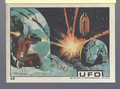 Sammelbild. PEZ / UNIMINT Sammelbild zur Fernsehserie UFO (1970) Bild Nr. 48