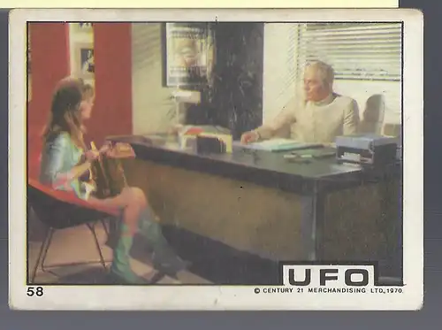 Sammelbild. PEZ / UNIMINT Sammelbild zur Fernsehserie UFO (1970) Bild Nr. 58