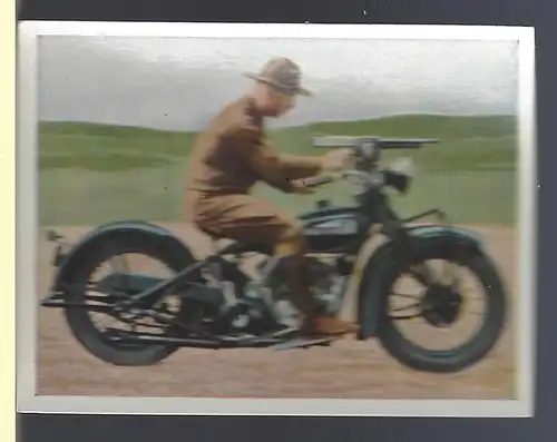 Sammelbild Yosma. Wie die anderen gerüstet sind!... Bild Nr. 12 Amerikanisches leichtes Maschinengewehr der Motorradtruppe.