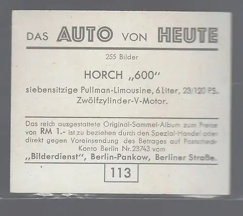 Das Auto von Heute. Bild 113. Horch 600