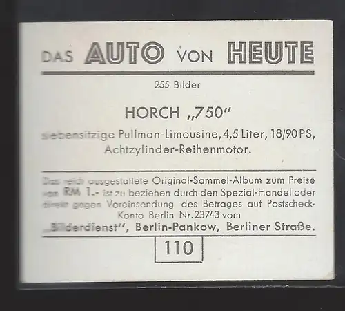 Das Auto von Heute. Bild 110. Horch 750