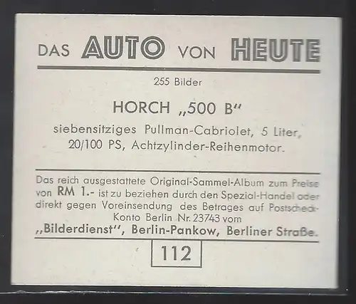 Das Auto von Heute. Bild 112. Horch 500 B