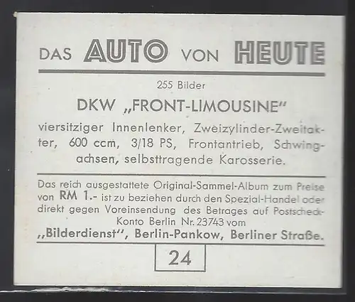 Das Auto von Heute. Bild 24. DKW Front-Limousine