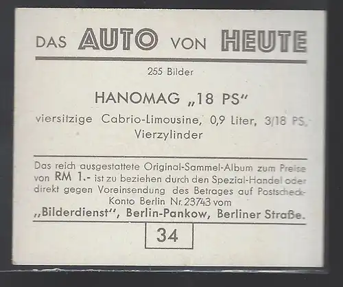 Das Auto von Heute. Bild 34. Hanomag 18 PS