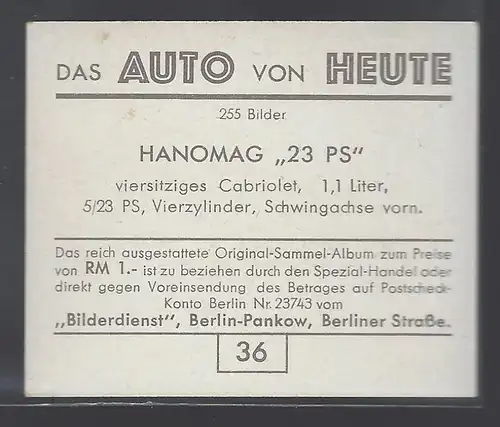 Das Auto von Heute. Bild 36. Hanomag 23 PS