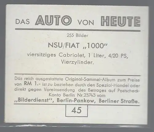 Das Auto von Heute. Bild 45. NSU/Fiat 1000