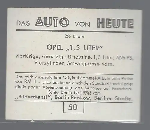 Das Auto von Heute. Bild 50. Opel 1,3 Liter