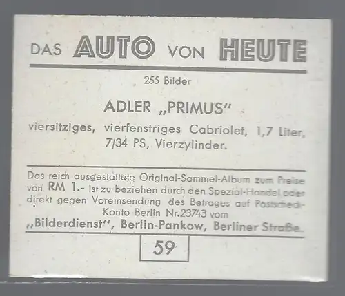 Das Auto von Heute. Bild 59. Adler Primus