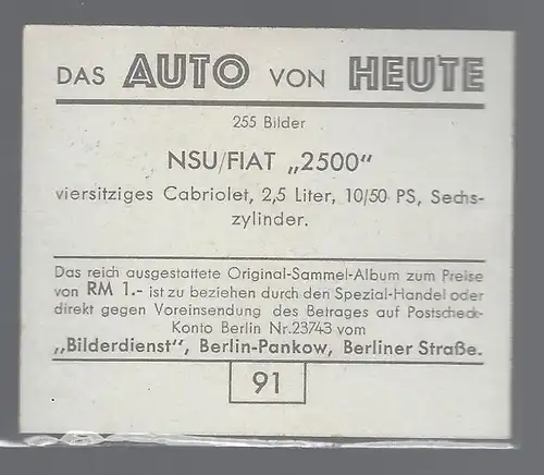 Das Auto von Heute. Bild 91. NSU/Fiat 2500