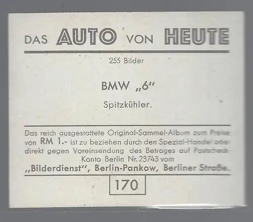 Das Auto von Heute. Bild 170. BMW 6 Spitzkühler