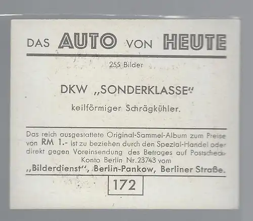 Das Auto von Heute. Bild 172. DKW Sonderklasse Keilförmiger Schrägkühler