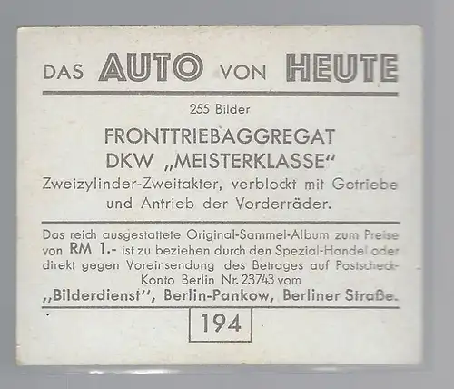 Das Auto von Heute. Bild 194. Fronttriebaggregat DKW Meisterklasse