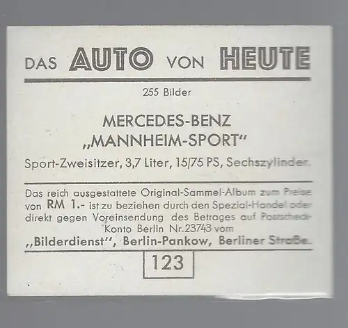 Das Auto von Heute. Bild 123. Mercedes Benz Mannheim-Sport