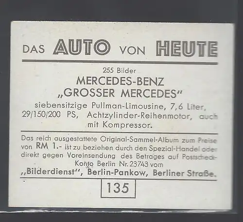 Das Auto von Heute. Bild 135. Mercedes Benz Großer Mercedes