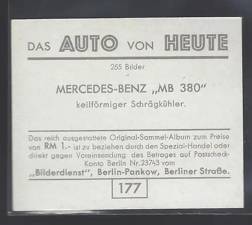 Das Auto von Heute. Bild 177. Mercedes Benz MB 380 keilförmiger Schrägkühler