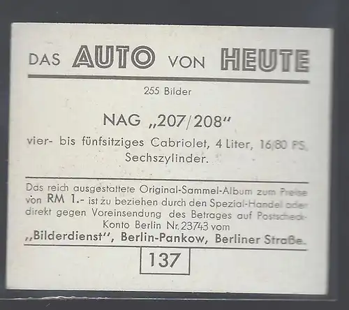 Das Auto von Heute. Bild 137. NAG 207/208