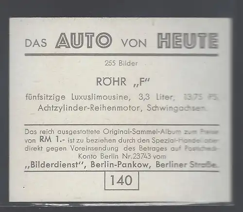 Das Auto von Heute. Bild 140. Röhr F