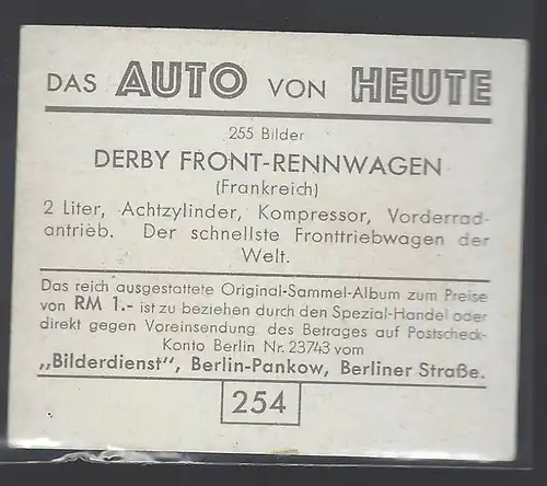 Das Auto von Heute. Bild 254. Derby Front-Rennwagen