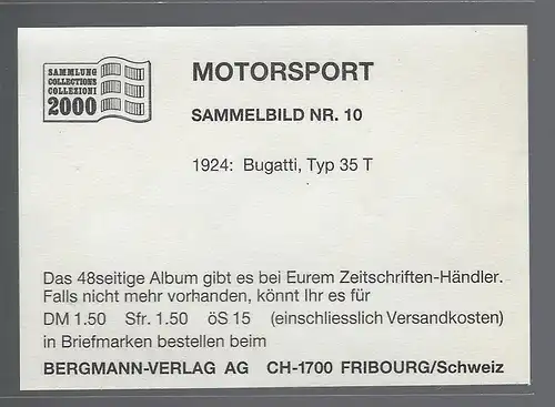 Bergmann Motorsport. Sammelbild Nr.10   1924 Bugatti Typ 35T