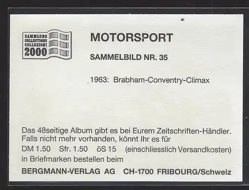 Bergmann Motorsport. Sammelbild Nr.35    1963 Brabham Conventry Climax