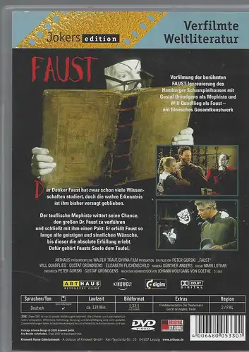 Verfilmte Weltliteratur. Gustaf Gründers als Mephisto in Faust.