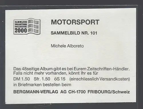 Bergmann Motorsport. Sammelbild Nr.101   Michele Alboreto