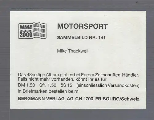 Bergmann Motorsport. Sammelbild Nr.141  Mike Thackwell