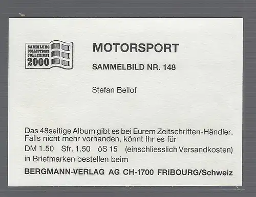 Bergmann Motorsport. Sammelbild Nr.148  Stefan Bellof