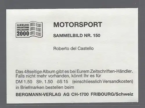 Bergmann Motorsport. Sammelbild Nr.150  Roberto del Castello