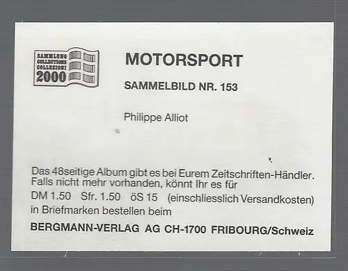Bergmann Motorsport. Sammelbild Nr.153   Philippe Alliot