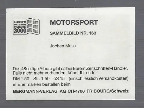 Bergmann Motorsport. Sammelbild Nr.163   Jochen Mass