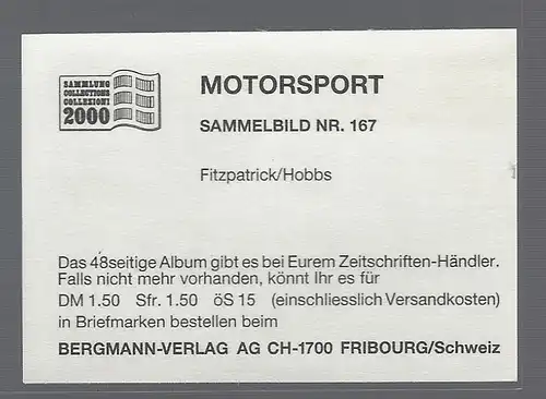 Bergmann Motorsport. Sammelbild Nr.167   Fitzpatrick / Hobbs