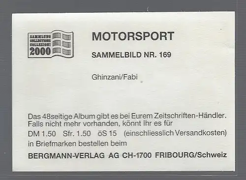 Bergmann Motorsport. Sammelbild Nr.169   Ghinzani / Fabi