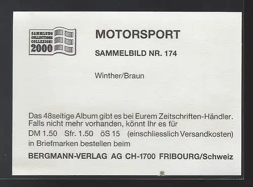 Bergmann Motorsport. Sammelbild Nr.174   Winther / Braun