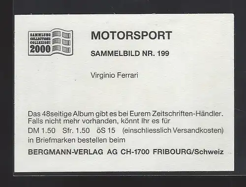 Bergmann Motorsport. Sammelbild Nr.199   Virginio Ferrari