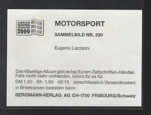 Bergmann Motorsport. Sammelbild Nr.230   Eugenio Lazzarini