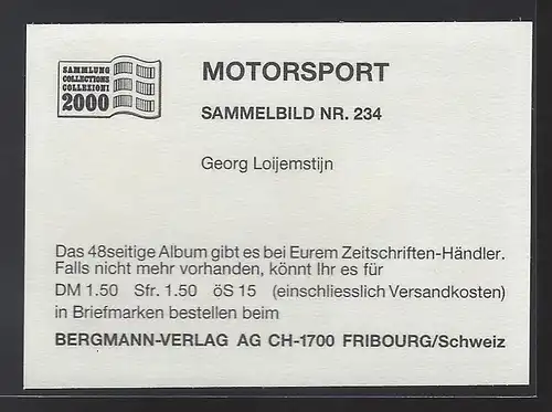 Bergmann Motorsport. Sammelbild Nr.234   Geaorg Lojemstijn