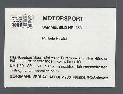 Bergmann Motorsport. Sammelbild Nr. 253    Michele Rinaldi