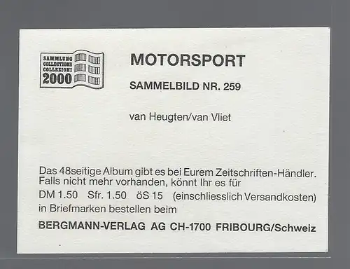 Bergmann Motorsport. Sammelbild Nr. 259    van Heugten / van Vliet