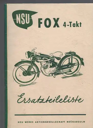 Ersatzteilliste NSU FOX 4-Takt. --KOPIE-. 