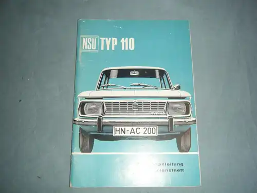 Betriebsanleitung / Kundendienstheft NSU 110. Ausgabe 1968. 