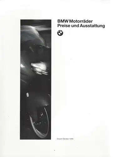 Prospekt. BMW Motorräder 1996 mit Preisliste. 