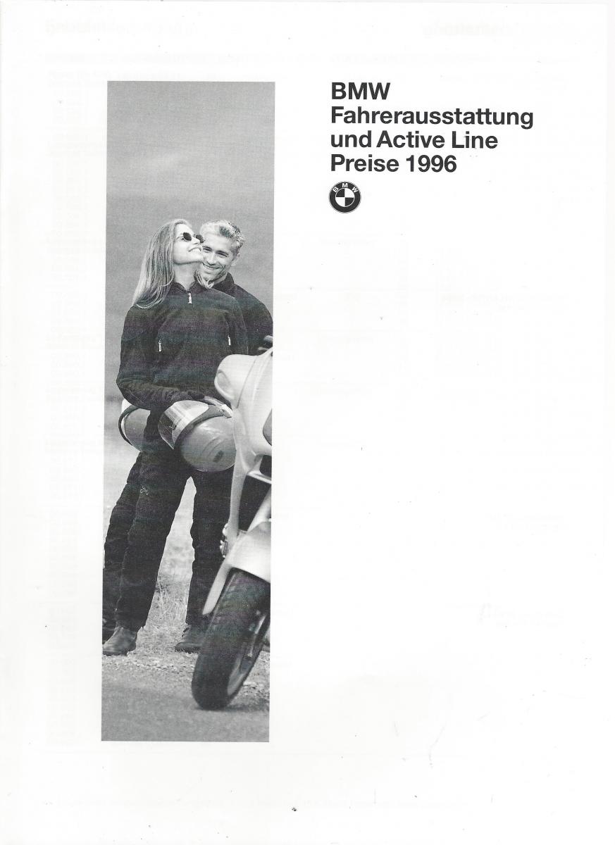 BMW Motorrad Fahrerausstattung Active Line Prospekt 1996 brochure Broschüre bike 