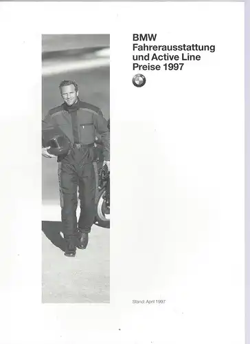 Prospekt. BMW Fahrerausstattung und Active Line 1997 mit Preisliste. 
